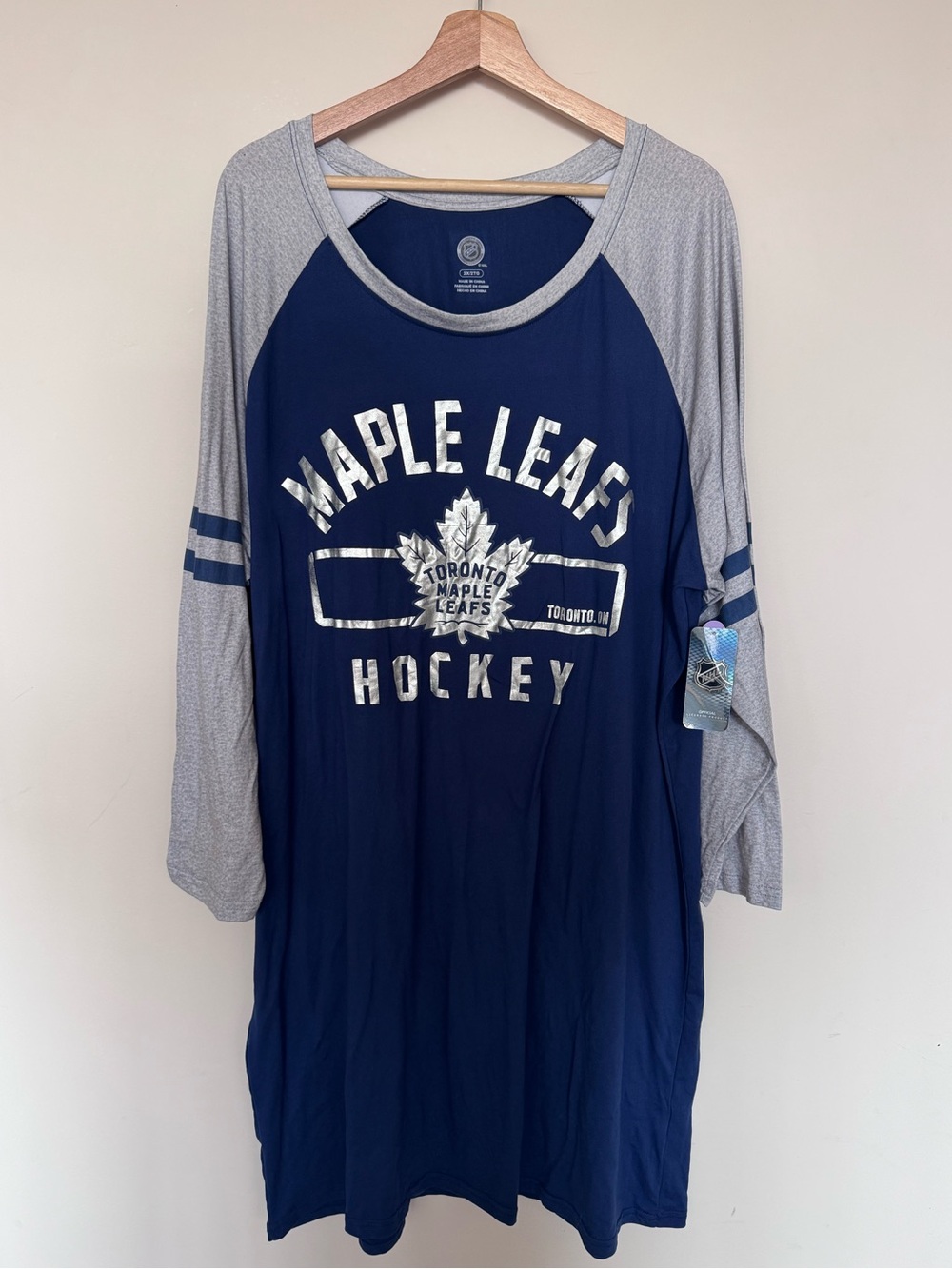 NWT Navy & Gray Toronto Maple Leafs Sleepshirt Nightgown Shirt - Official NHL